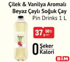 PİN DRİNKS ÇİLEK & VANİLYA AROMALI BEYAZ ÇAYLI SOĞUK ÇAY 1 L